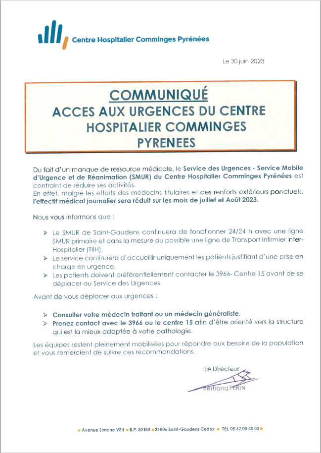 communiqueUrgences